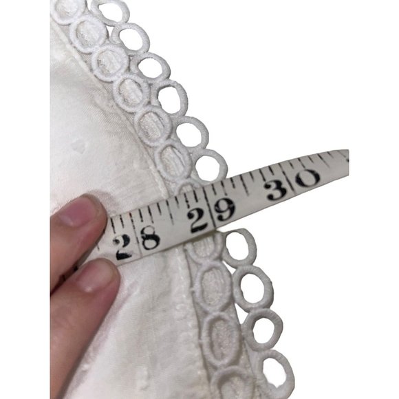 Lush Womens Mini Dress Size Medium White Swiss Dot Crochet Inset Loop Trim - Picture 5 of 9